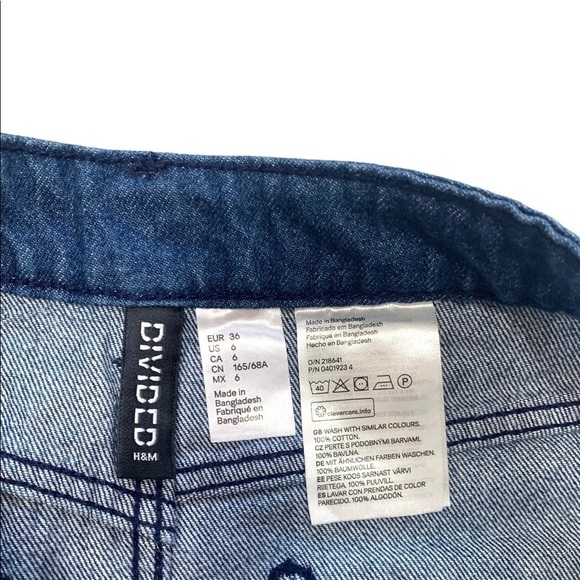 H&M Y2K fringe Raw Hem Cut off Denim Mini Skirt Size 6 - Picture 9 of 12